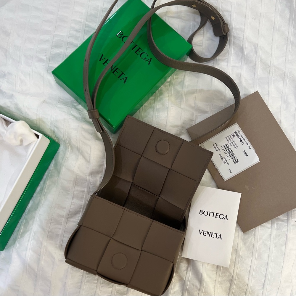 Bottega Veneta Candy Cassette in Taupe Grey Crossbody Bag